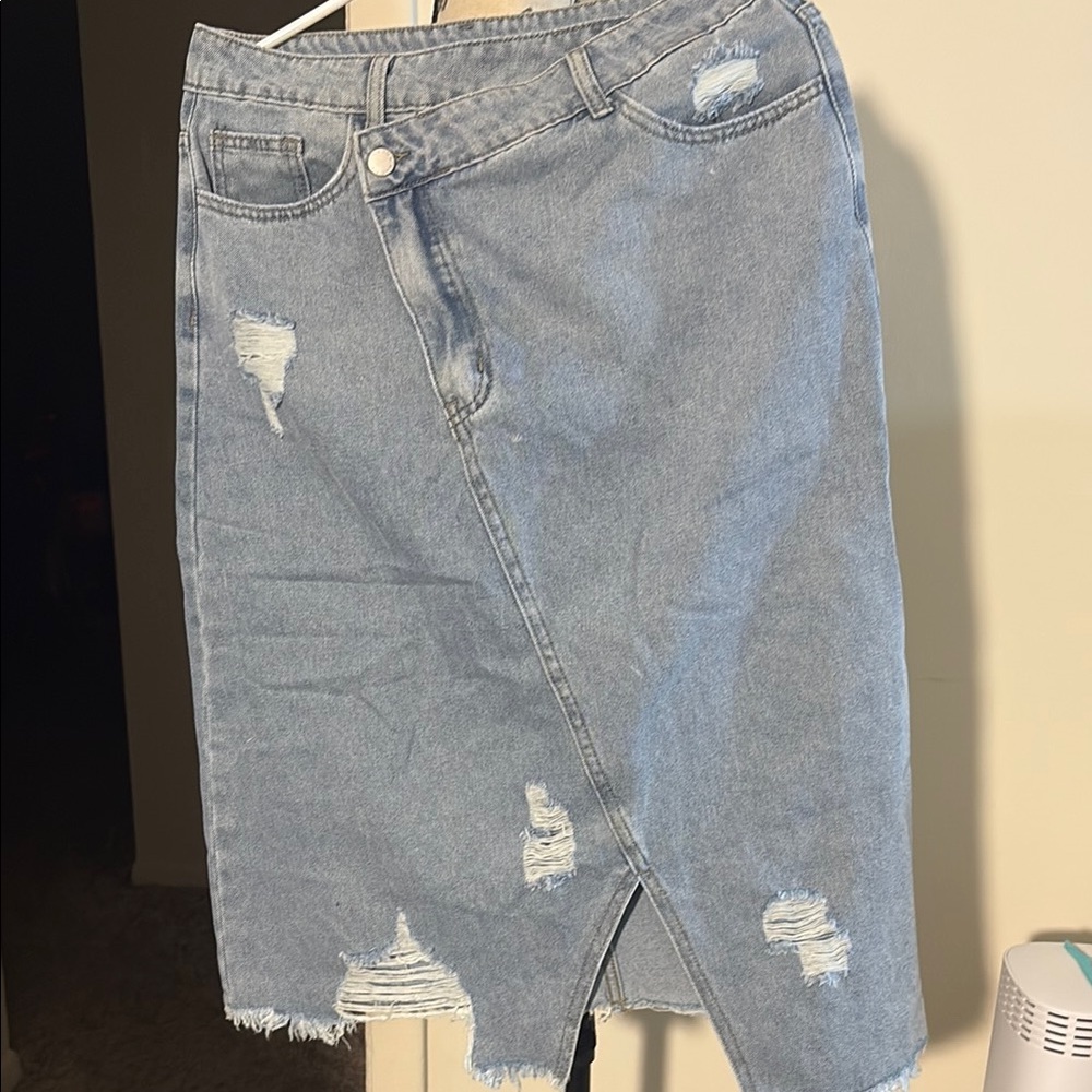 Zara Blue Asymmetrical Pencil Skirt